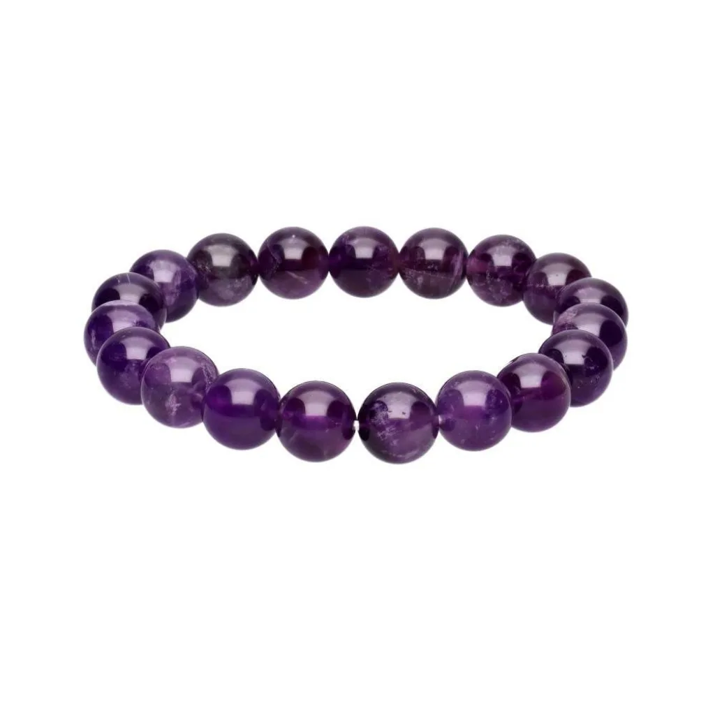 Bracelet en boules d’améthyste naturelles de 10 mm