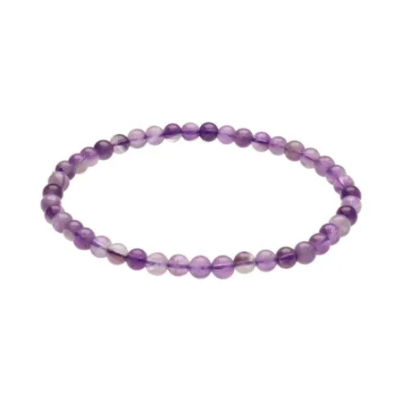 Bracelet en boules d’améthyste naturelles de 4 mm