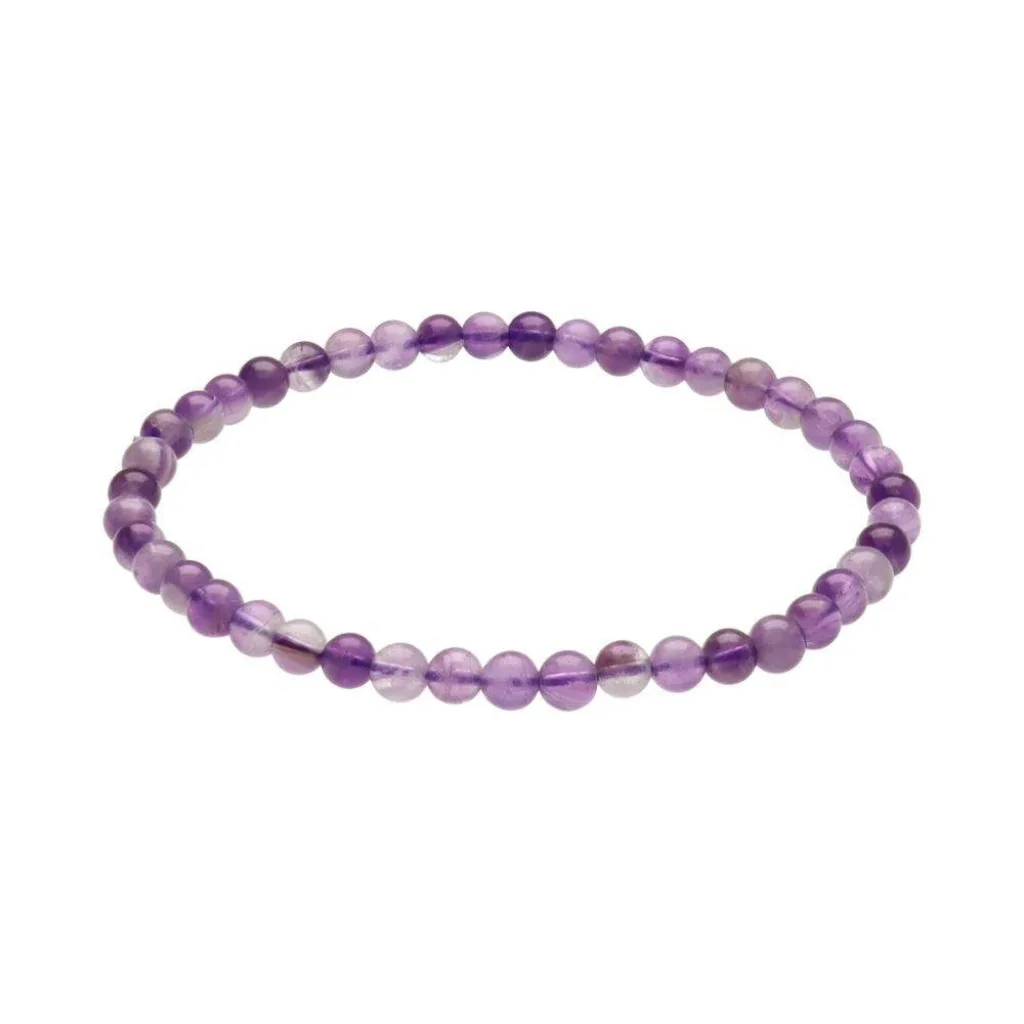 Bracelet en boules d’améthyste naturelles de 4 mm