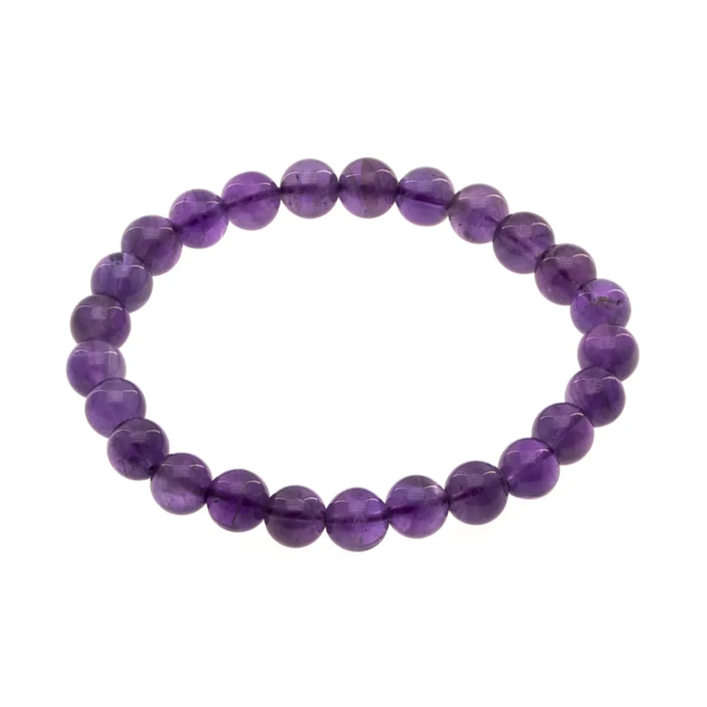 Bracelet en boules d’améthyste naturelles de 8 mm