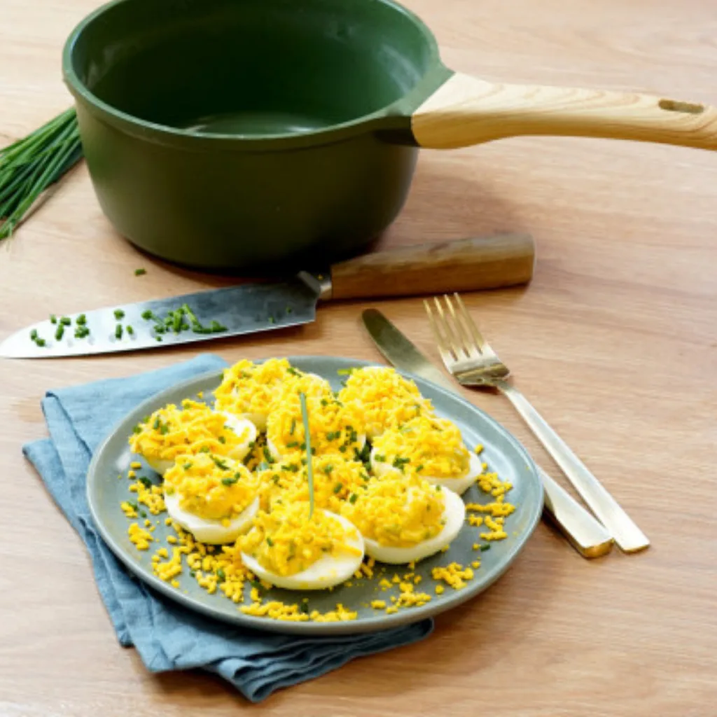 Casserole verte Cookut 20 cm avec manche imitation bois