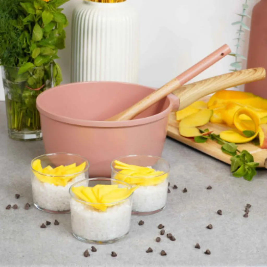 Revêtement antiadhésif sans PFAS casserole rose Cookut