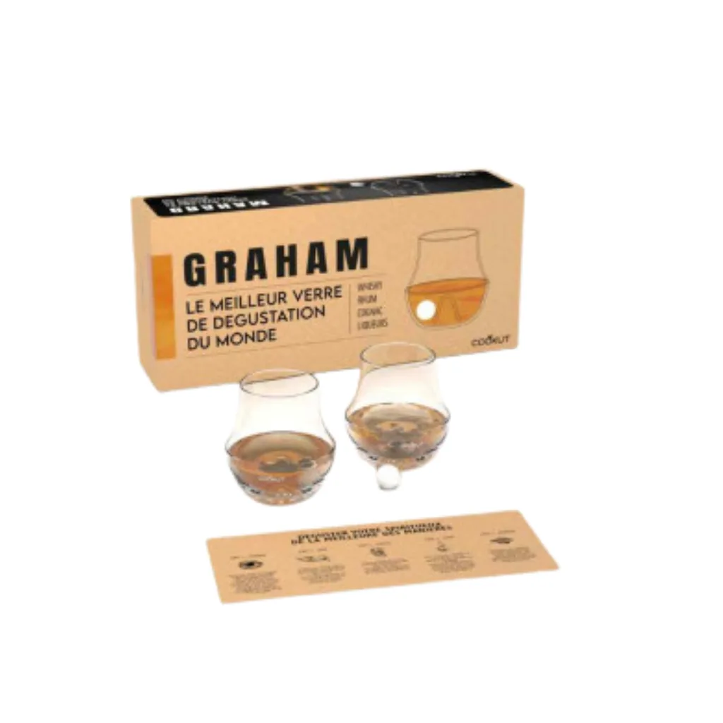 Coffret avec 2 verres à dégustation GRAHAM et leurs billes en marbre