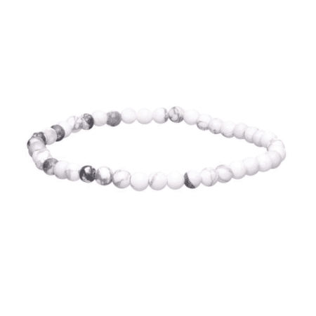 bracelet howlite boule 4mm pierre naturelle blanche