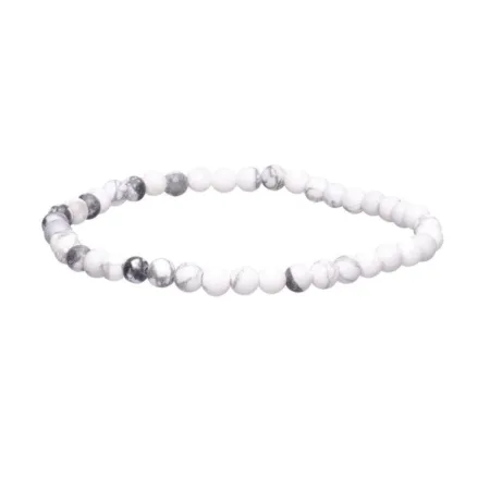 bracelet howlite boule 4mm pierre naturelle blanche