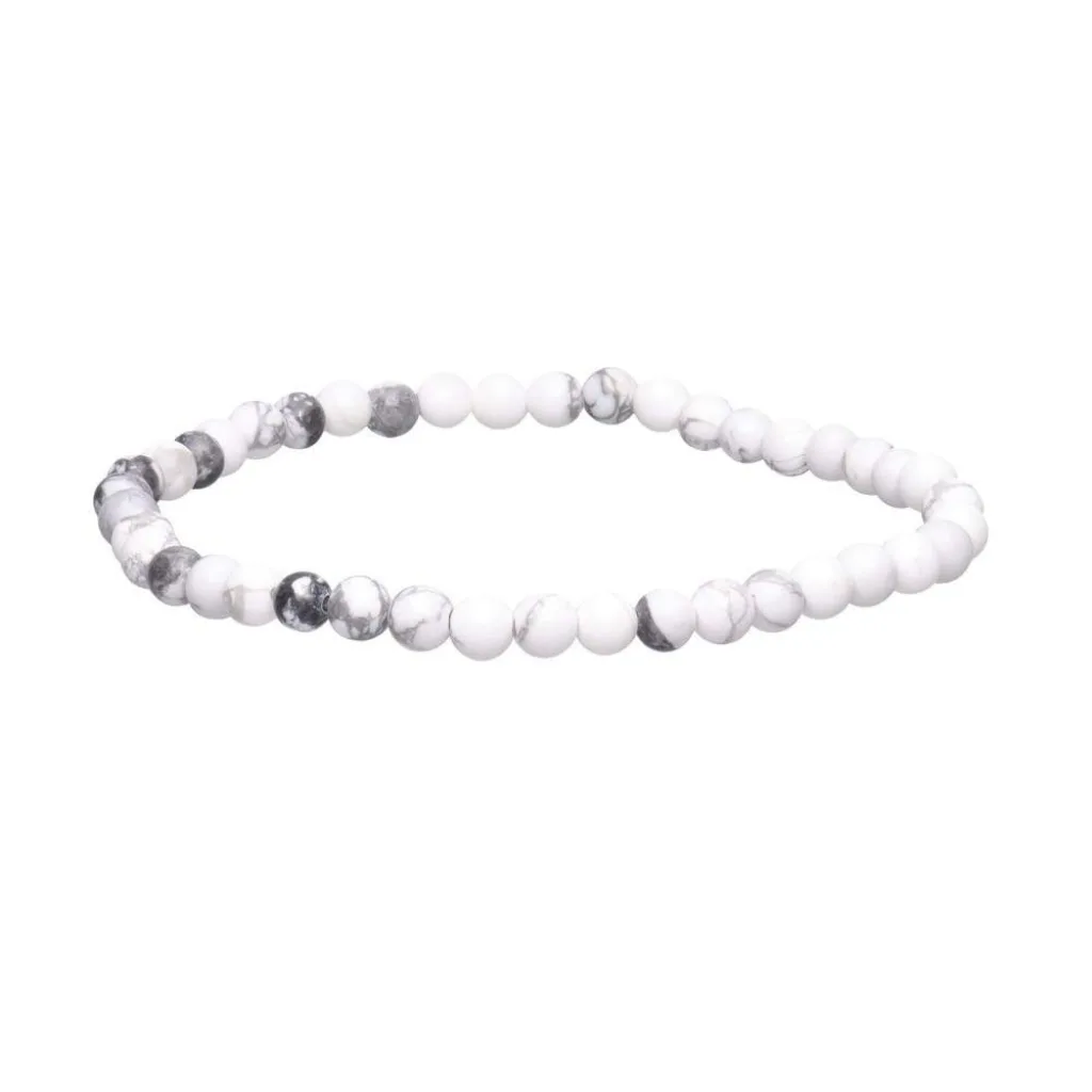 bracelet howlite boule 4mm pierre naturelle blanche