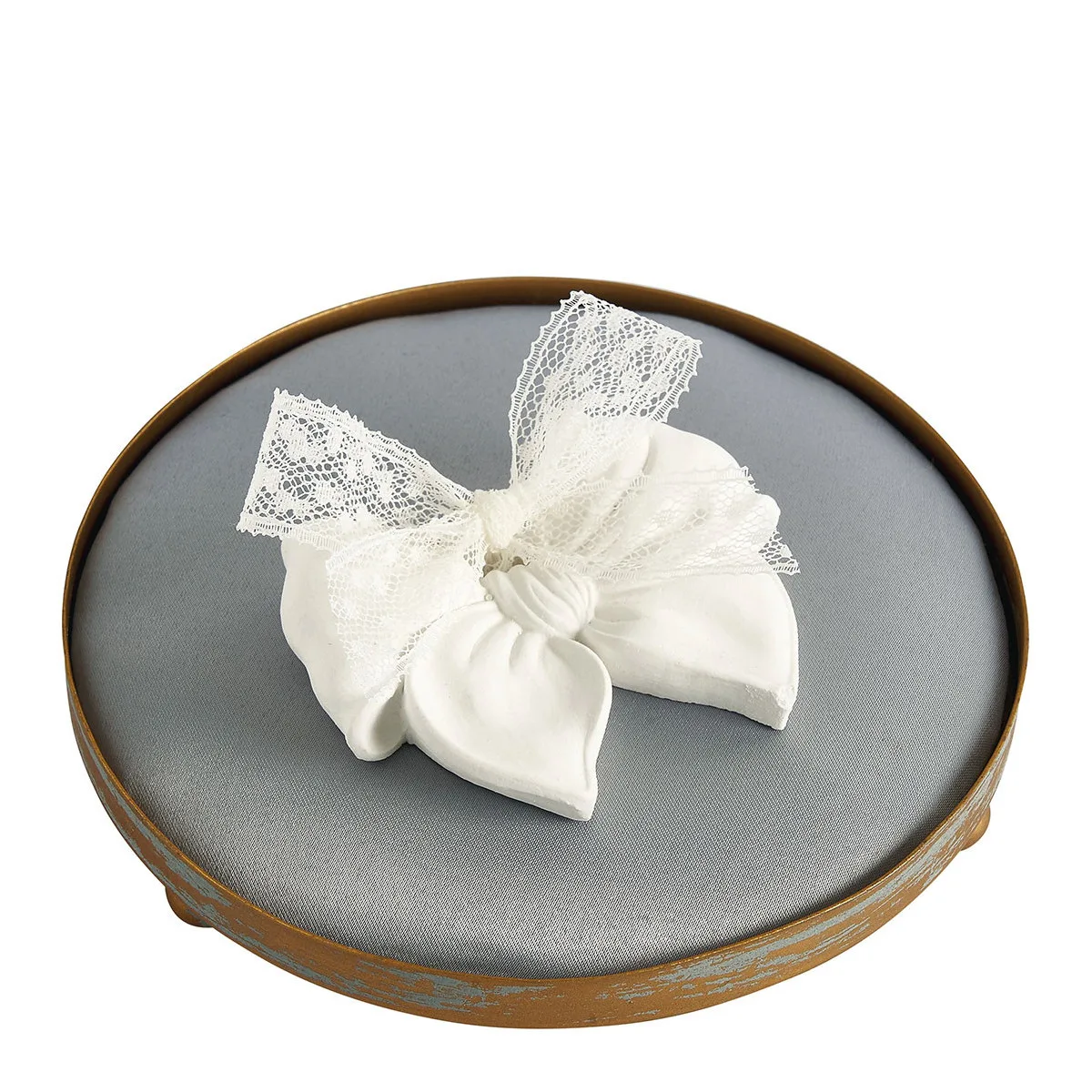 Plateau rond gris bleuté Mathilde M pour plâtre parfumé