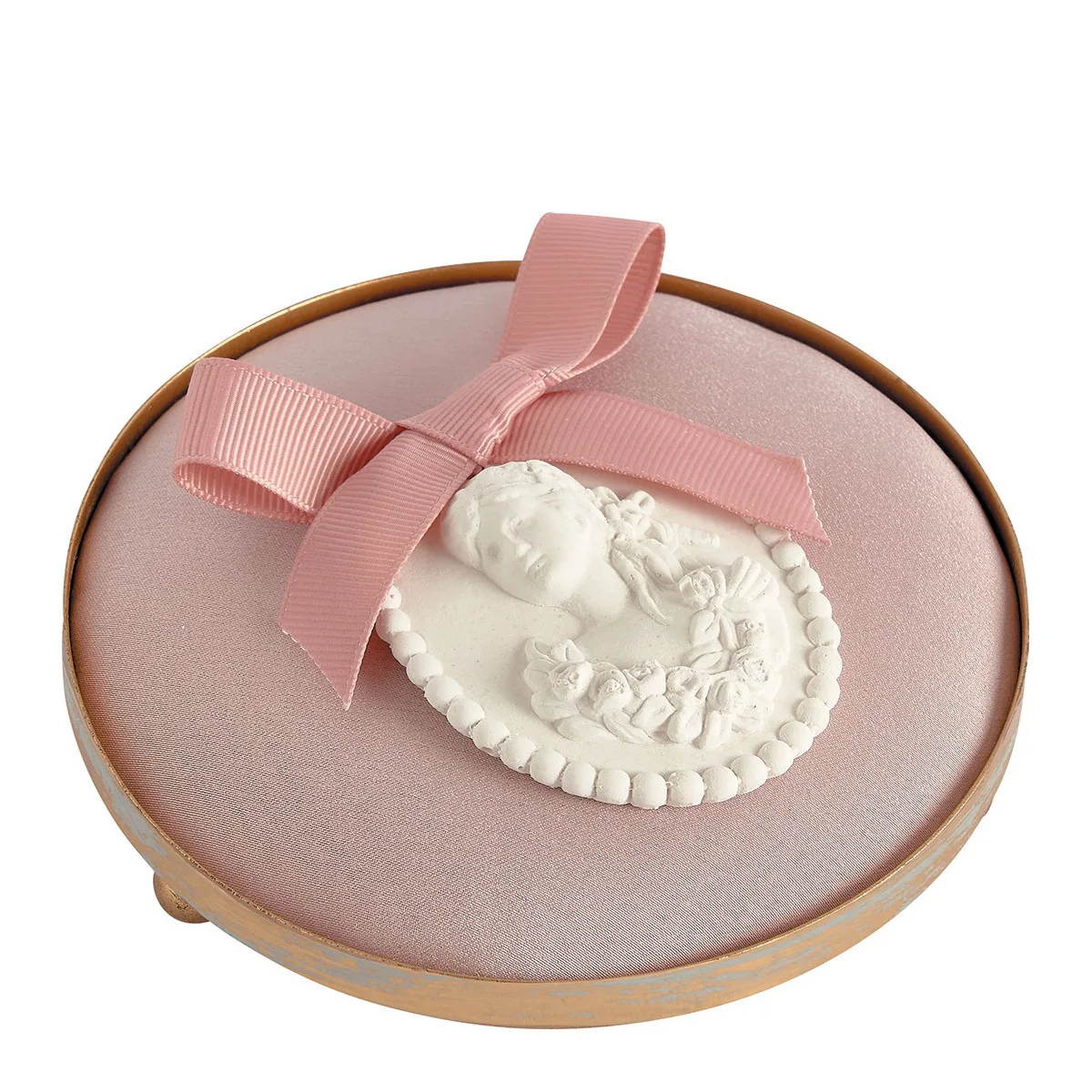 Plateau rond rose Mathilde M, support déco pour plâtre parfumé