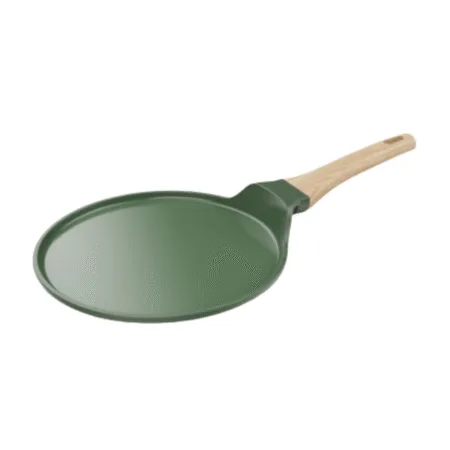 Vue du dessus de la poêle verte Cookut 26 cm avec manche imitation bois