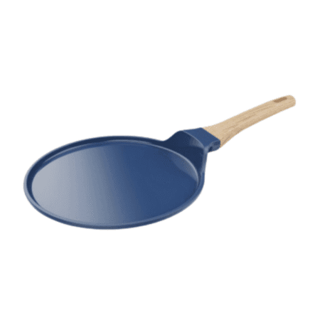 Vue du dessus de la poêle Cookut 26 cm bleue avec manche imitation bois