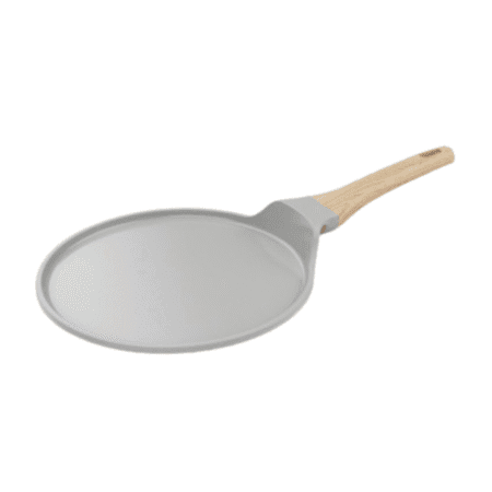 Vue du dessus de la poêle plancha Cookut grise 26 cm avec manche imitation bois